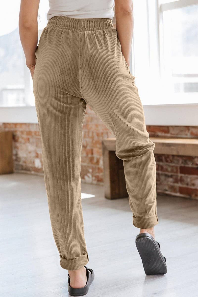 Corduroy Elastic Waistband Joggers