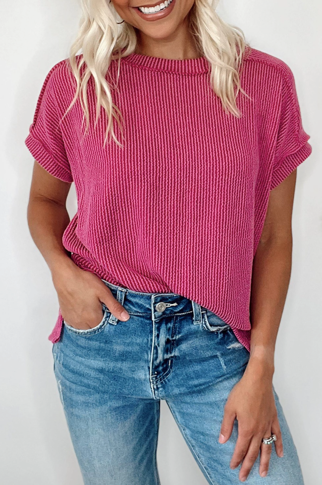 Corded Knit Reverse Seam Tee